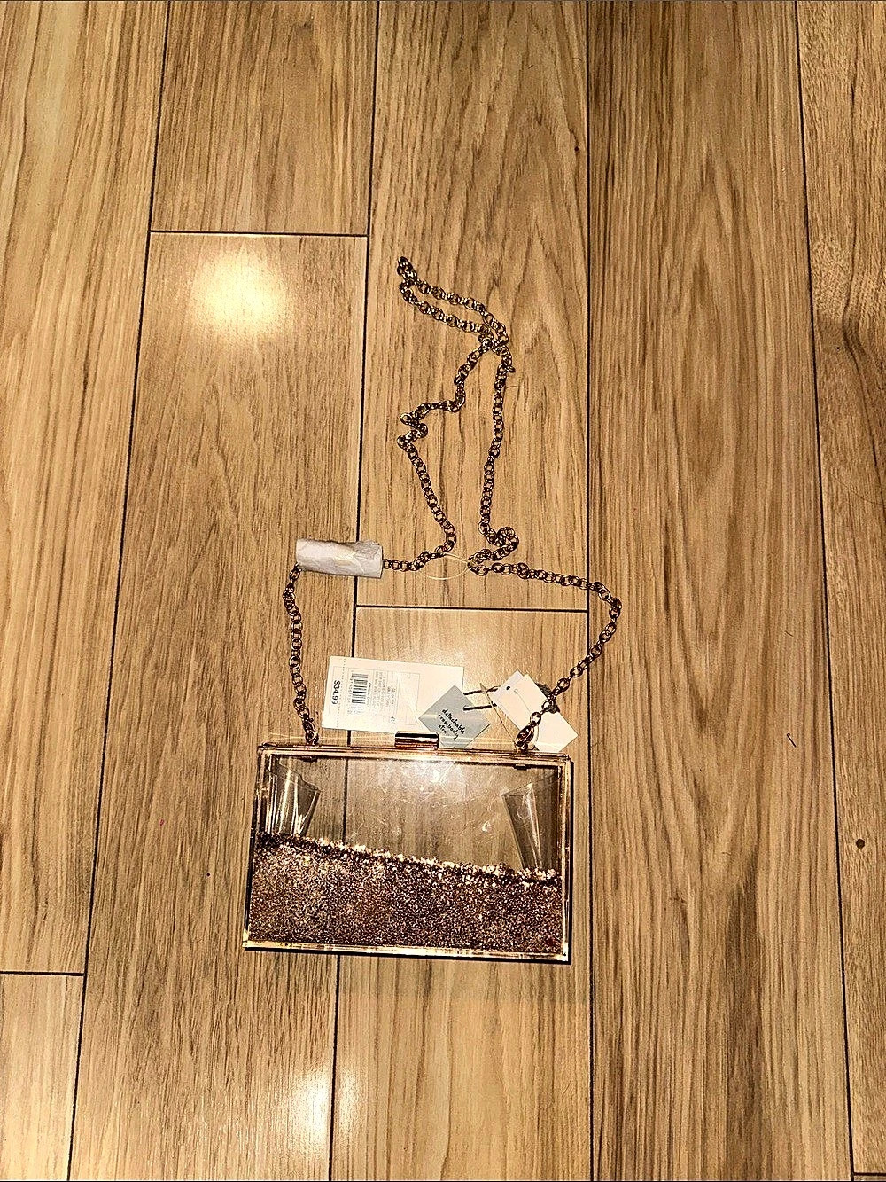 Gold Chain Clutch See Through NWT